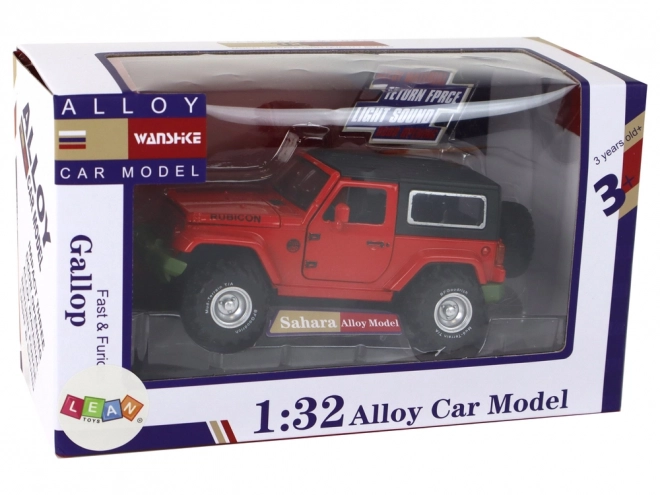 Metal Friction Powered Off-Road Car with Batteries Red Scale 1:32