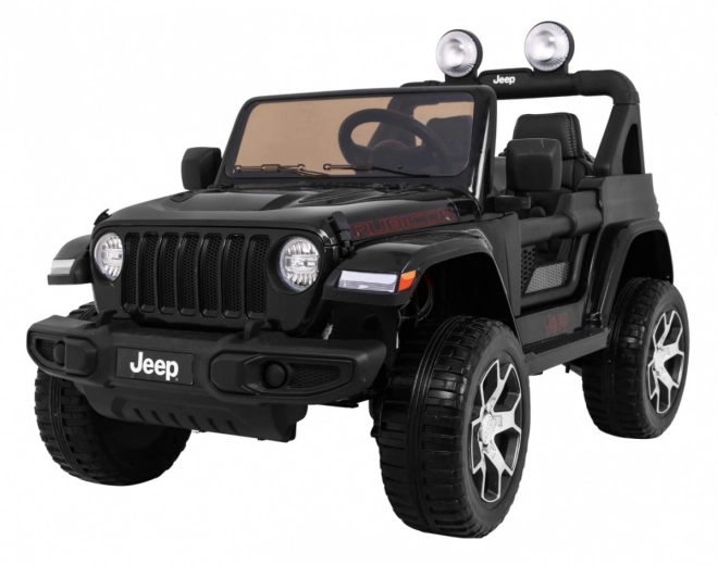 Jeep Wrangler Rubicon battery for children black + remote control + MP3 LED radio + EVA wheels