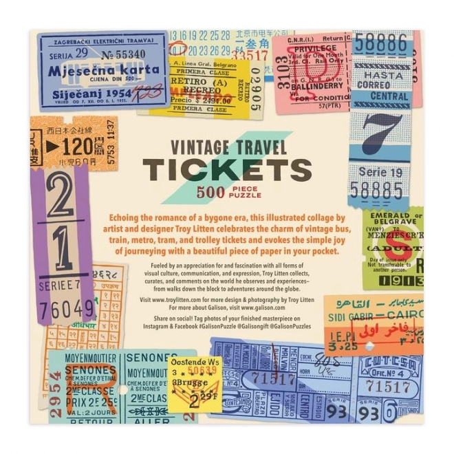 Galison Vintage Travel Tickets Puzzle 500 Pieces