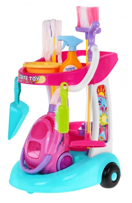 Large Cleaning Cart Toy Set with Interactive Vacuum for Kids 3+