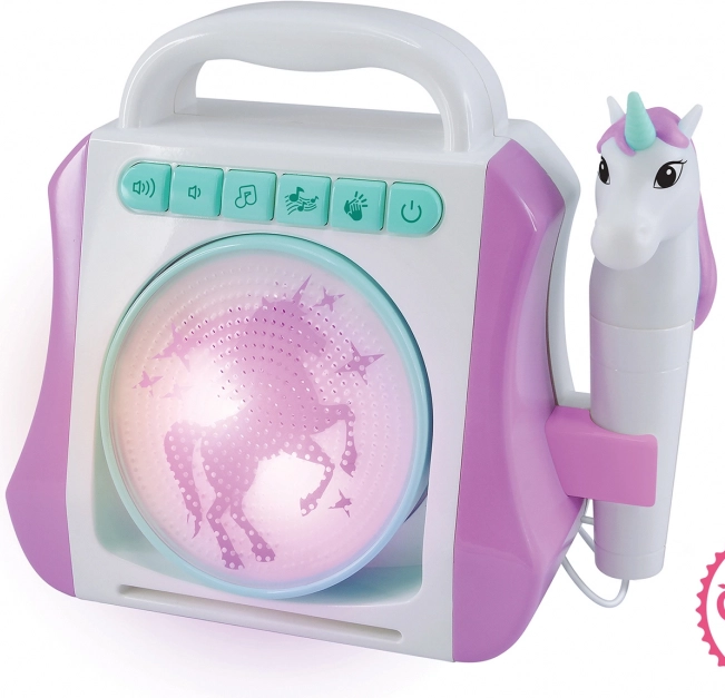 Boîte de karaoké avec microphone - licorne