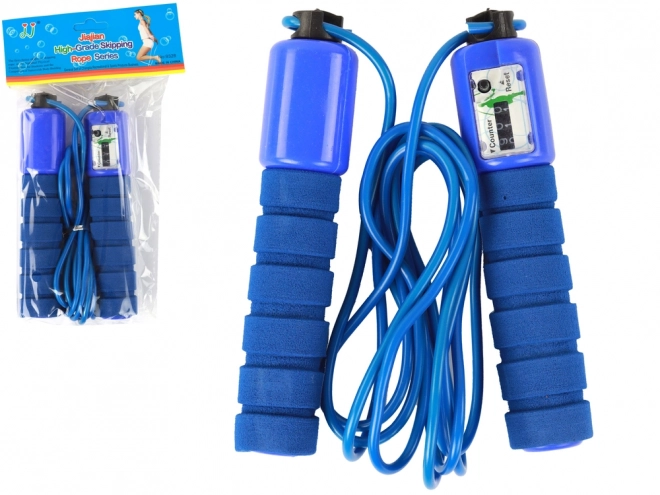 Blue Jump Rope with Counter and Adjustable Fitness Length