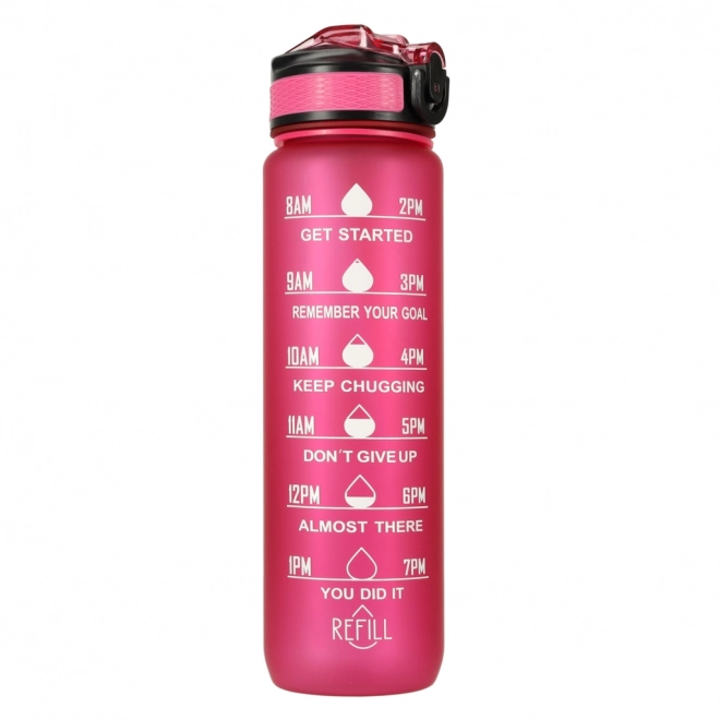 Motivational Pink Water Bottle with Straw and Handle - 1L