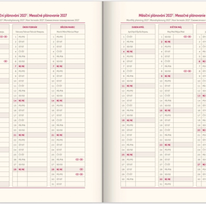 NOTIQUE dagelijkse agenda Essenza 2026, hazelnootkleur, 15 x 21 cm