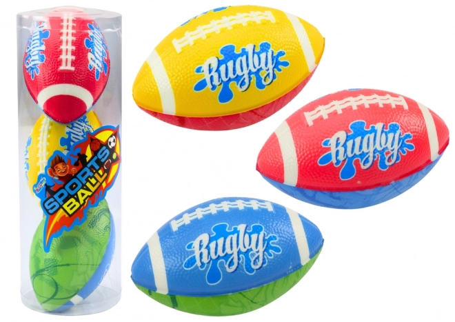 Set of 3 Foam Rugby Balls in Vibrant Colors