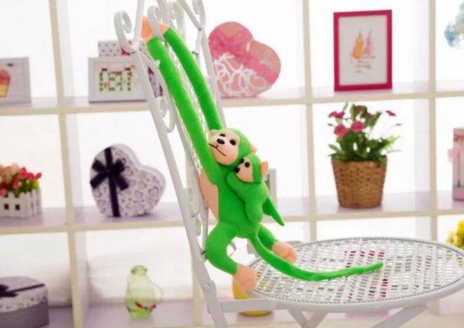 Plush Monkey Toy with Baby Green 70 cm