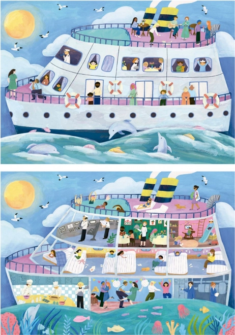 Educa Puzzle Outside Inside Excursion Ship 2x100 Pieces