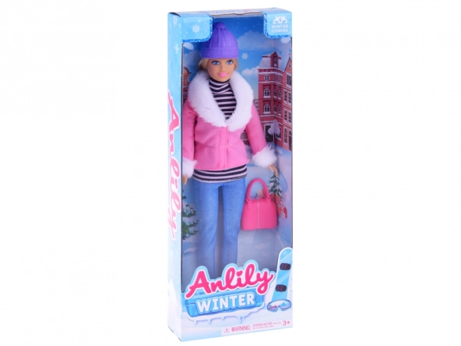 Elegant Winter Doll with Bag