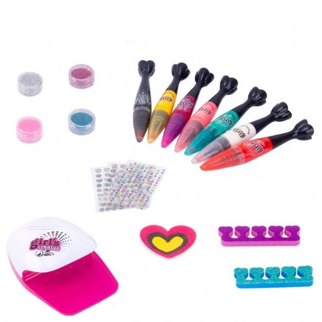 Large Nail Art Kit with Glitter Pens