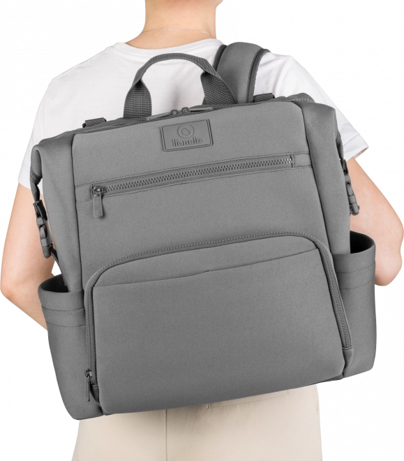 Lionelo diaper backpack cube in forest green – Grey Stone