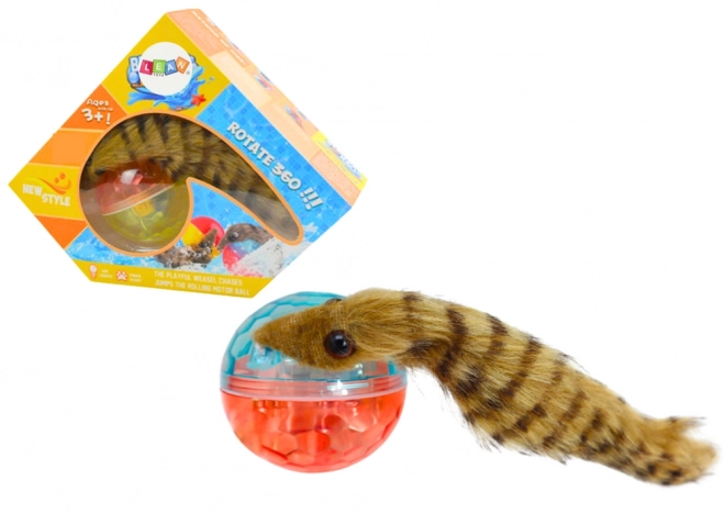 Interactive Bath Toy Ball with Fluffy Ferret Tail