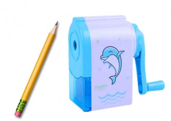 Hand Crank Dolphin Blue Sharpener