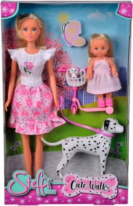 Steffi Love Dolls: Steffi and Evi on a Walk with the Dog