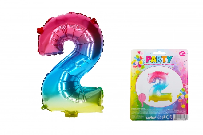 Rainbow Number 2 Foil Balloon