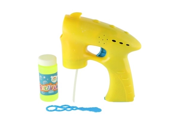 Bubble Gun Yellow Plastic 13cm with Refill