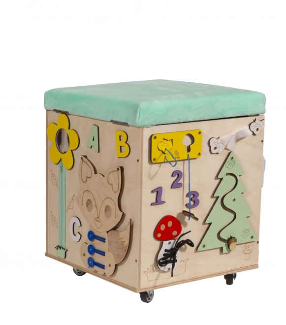 Interactive Activity Cube with Storage for Children