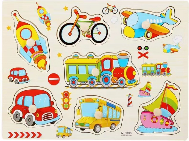Puzzle in legno a incastri – mezzi di trasporto 30 cm