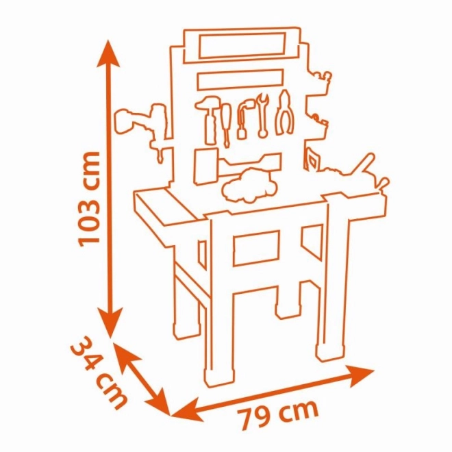 Realistic Smoby Black & Decker Workbench with Accessories