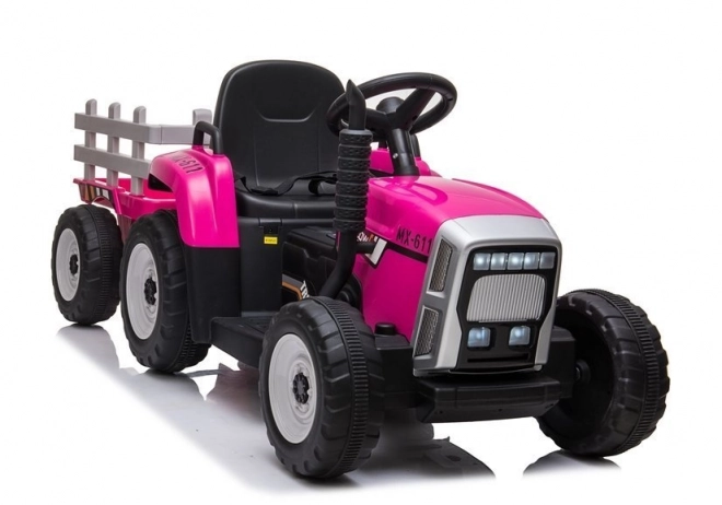 Bateriový traktor s přívěsem XMX611 růžový