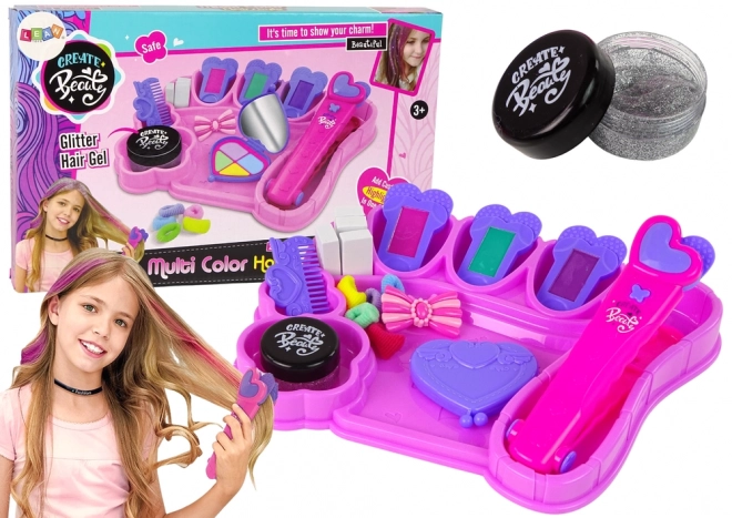 Hair Styling Set with Colorful Hair Chalks and Accessories