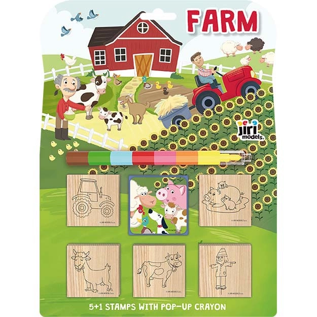 Farm Animal Stamps Set with Crayon