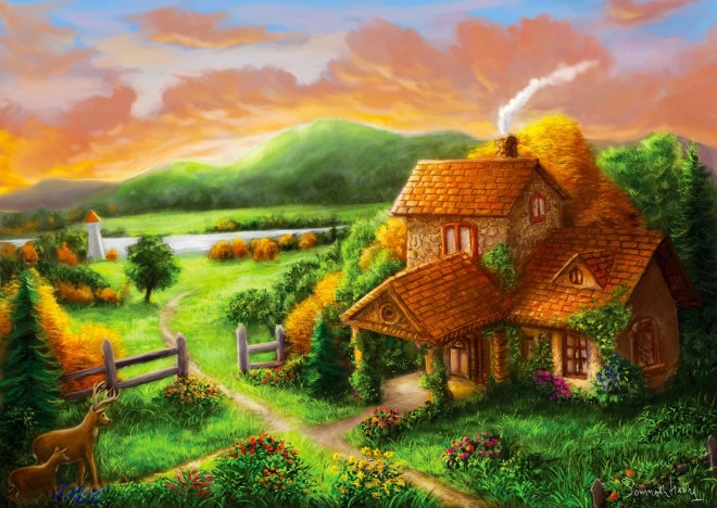 Enjoy puzzle cottage at dusk 1000 pieces