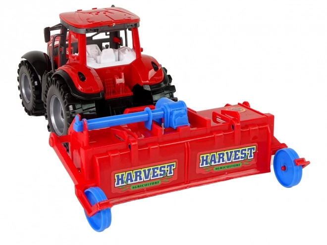 Red Toy Tractor with Plow Friction Drive