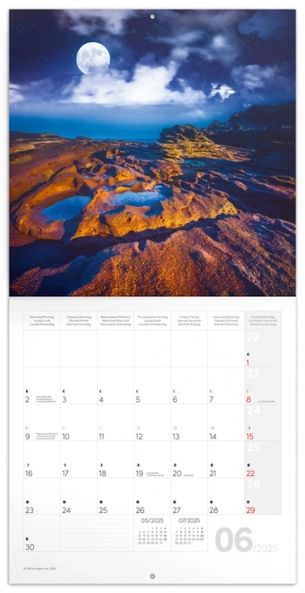 Lunar Phase Wall Calendar 2025