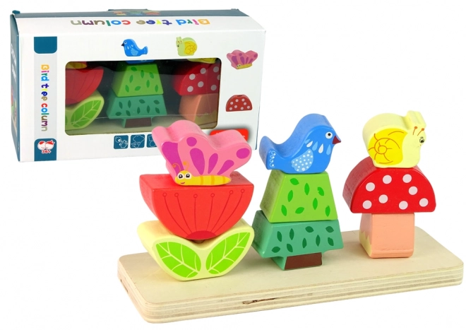 Wooden Puzzle Blocks Flower Butterfly Bird