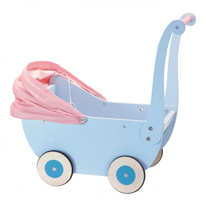 Petitcollin Wooden Doll Stroller Blue