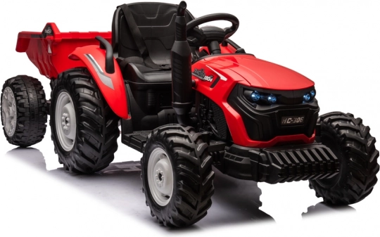 Trattore a batteria HC-306 rosso con rimorchio 24V
