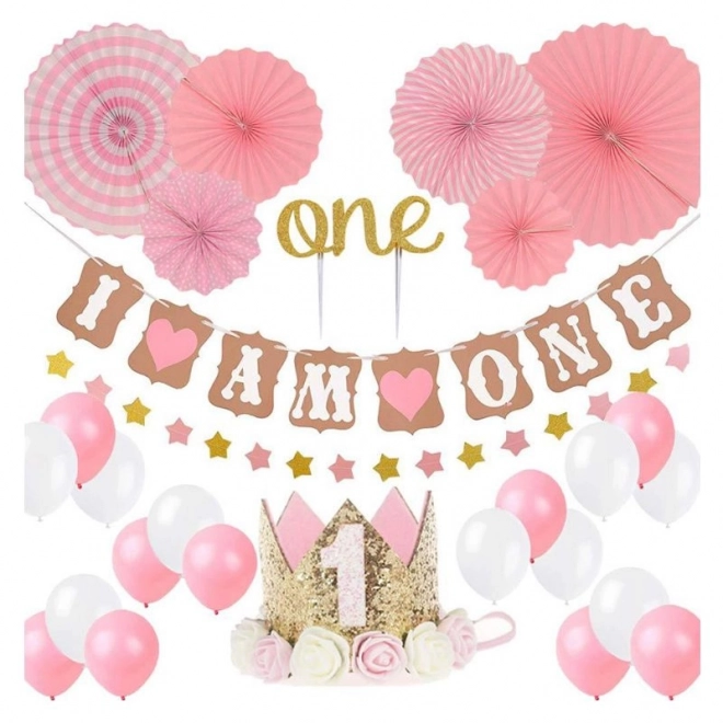 Pink Birthday Balloons Set for Girls