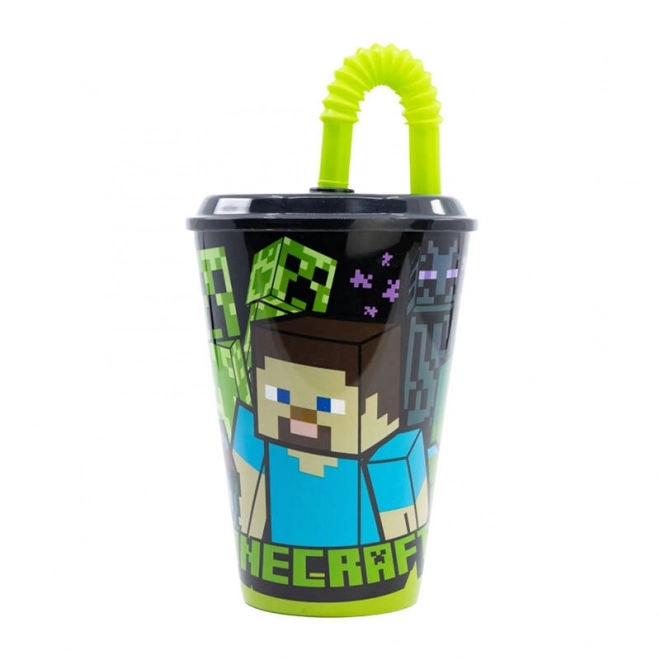 Children's Water Cup with Straw - Minecraft Design