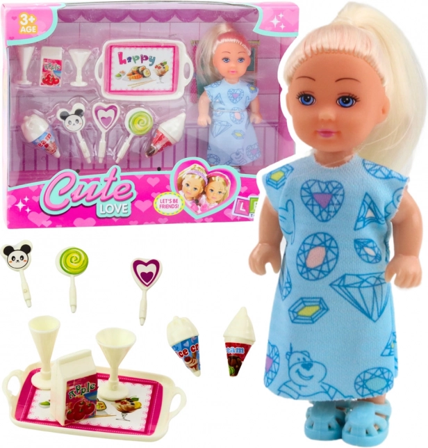 Set Mini Doll Sweet Accessories Blue Dress