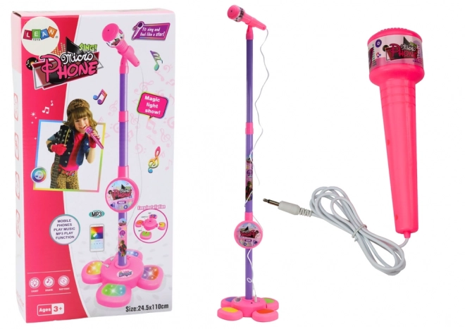 Adjustable Pink Kids Microphone with Stand