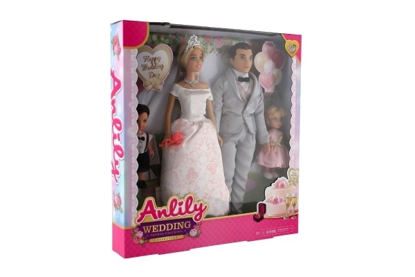 Bride and Groom Doll Set with Family