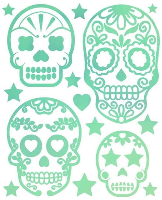 Fluorescent Skull Iron-On Patch Set