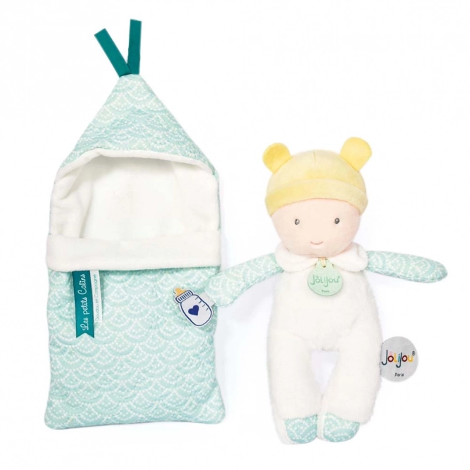 Doudou Baby Doll in Removable Swaddle Blanket 20 cm Turquoise