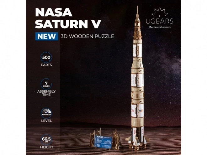 Ugears 3D Wooden Mechanical Puzzle Saturn V