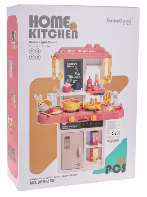 Interactive Kitchen Set with Lights Function Pink