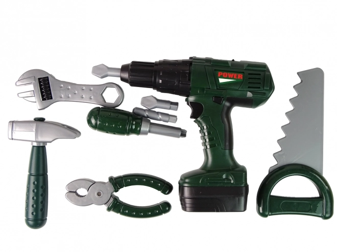 Kids Green Tool Set with Battery Drill