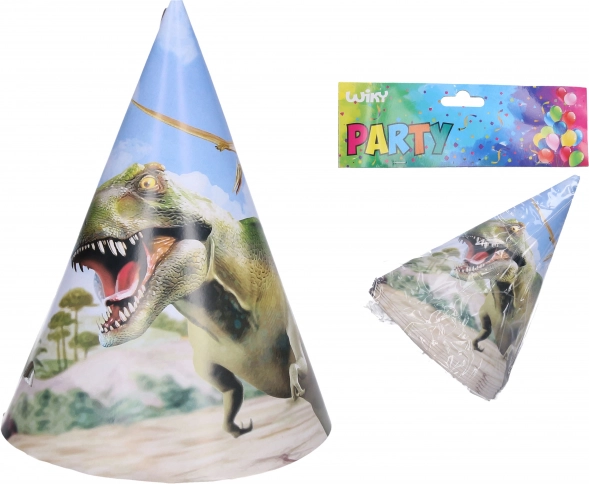 Cappellini da festa DINO 15 cm, 6 pezzi