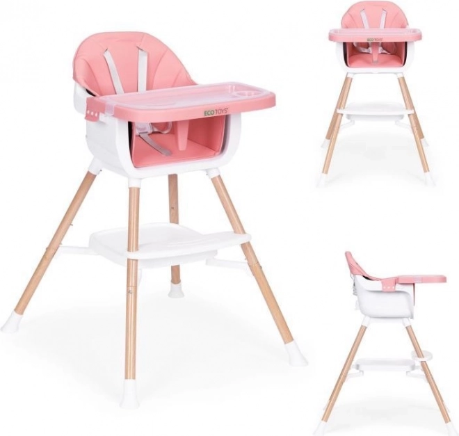 Seggiolone per bambini 2 in 1, rosa, ECO TOYS