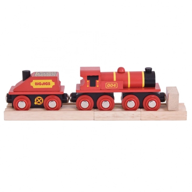 Bigjigs Rail Red Locomotive with Tender and Tracks