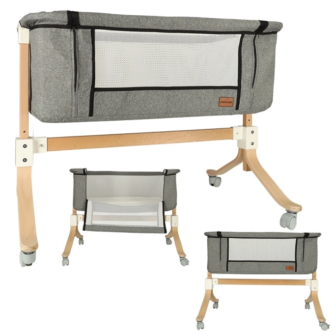 Wooden Baby Co-Sleeper Crib on Wheels