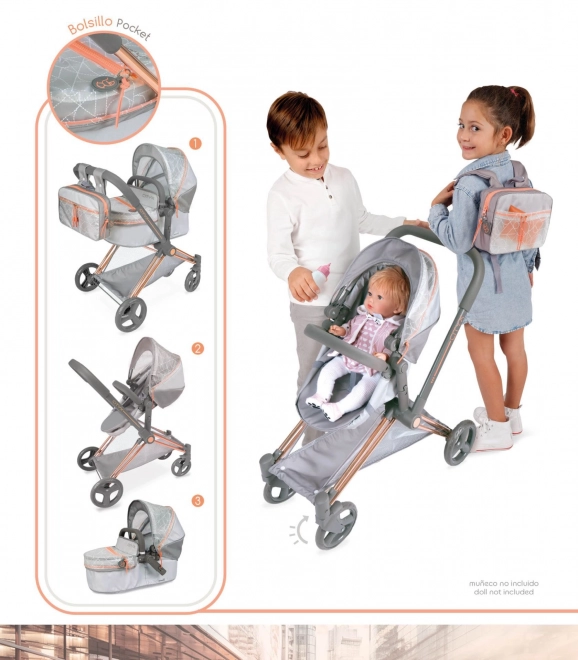 Folding 3-in-1 Doll Stroller with Backpack City X 2024