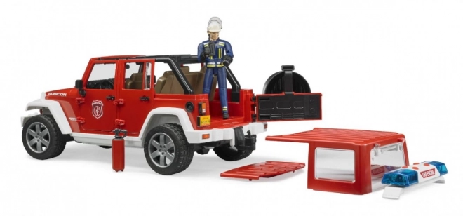 Bruder Red Fire Jeep Wrangler with Firefighter Figure and Accessories