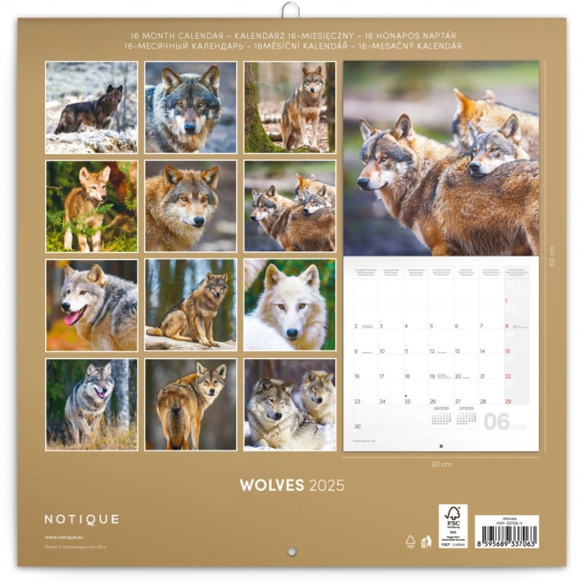 Notique Wolves Wall Calendar 2025