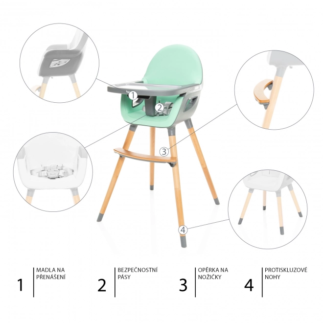 Highchair Dolce 2 Ice Green/Grey