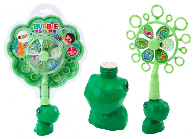 Bubble Maker with Fan Dinosaur Tray Green